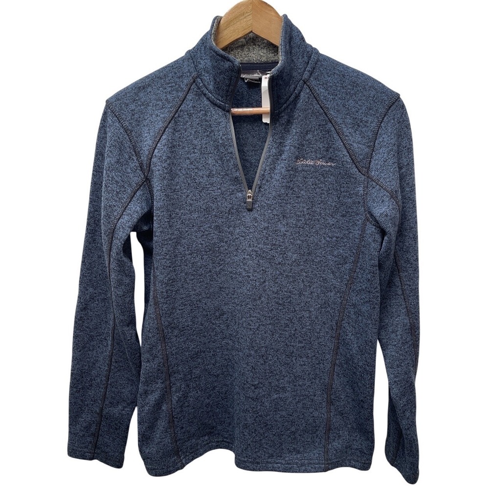 NWOT Eddie Bauer Fleece Mens S Pullover Quarter Zip Dark‎ Blue Sweater